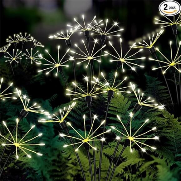 Solar Garden Lights,2PACK Swaying Twinkling Firework Lights with 2 Modes - Picture 8 of 8